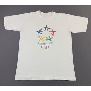 Rare Vintage 1996 90s Atlanta Olympics USA Single Stitch White Shirt Promo Tee
